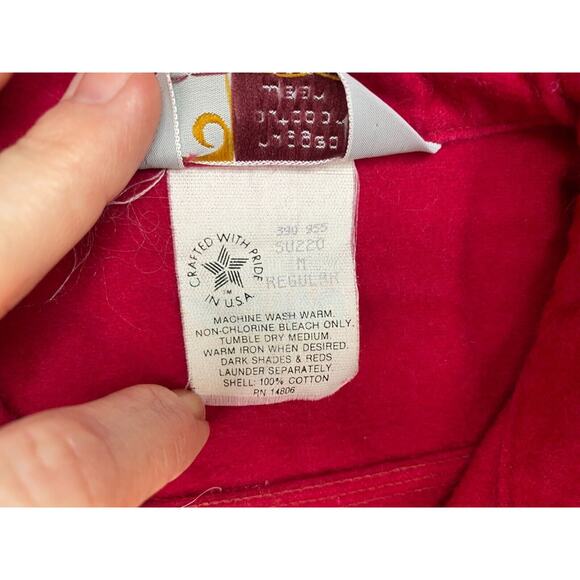 VINTAGE Carhartt Mens Medium Double Pocket Chamois Flannel Button Shirt USA 90s - Picture 10 of 12